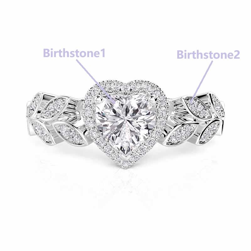 Jeulia Olivetta Custom Heart Birthstone Halo Engagement Ring