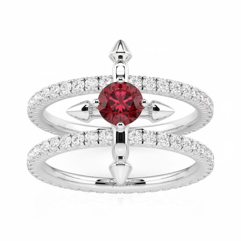 Jeulia Custom Double Row Floating Round Cut Birthstone Ring