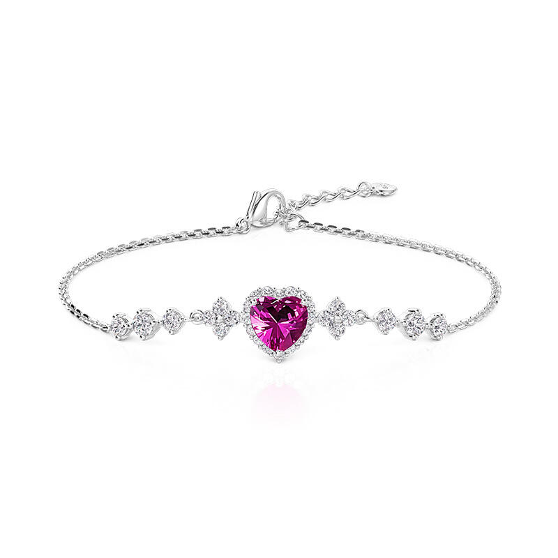 Jeulia Halo Heart Bracelet in Sterling Silver