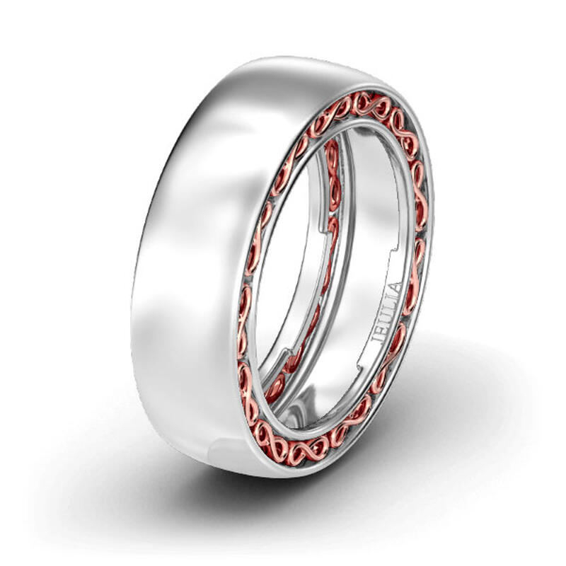 Jeulia Wide Two Tone Infinity Sterling Silver Women's Band