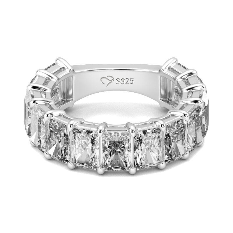 Jeulia Classic Radiant Cut Sterling Silver Women's Band