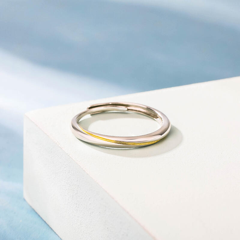 Jeulia Anillo de Möbius en dos tonos de plata de ley de talla ajustable para mujer