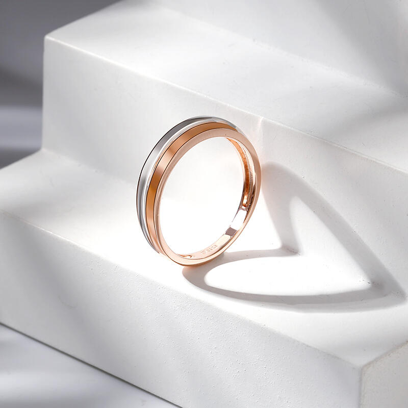 Jeulia Two Tone Sterling Silver Men's Band