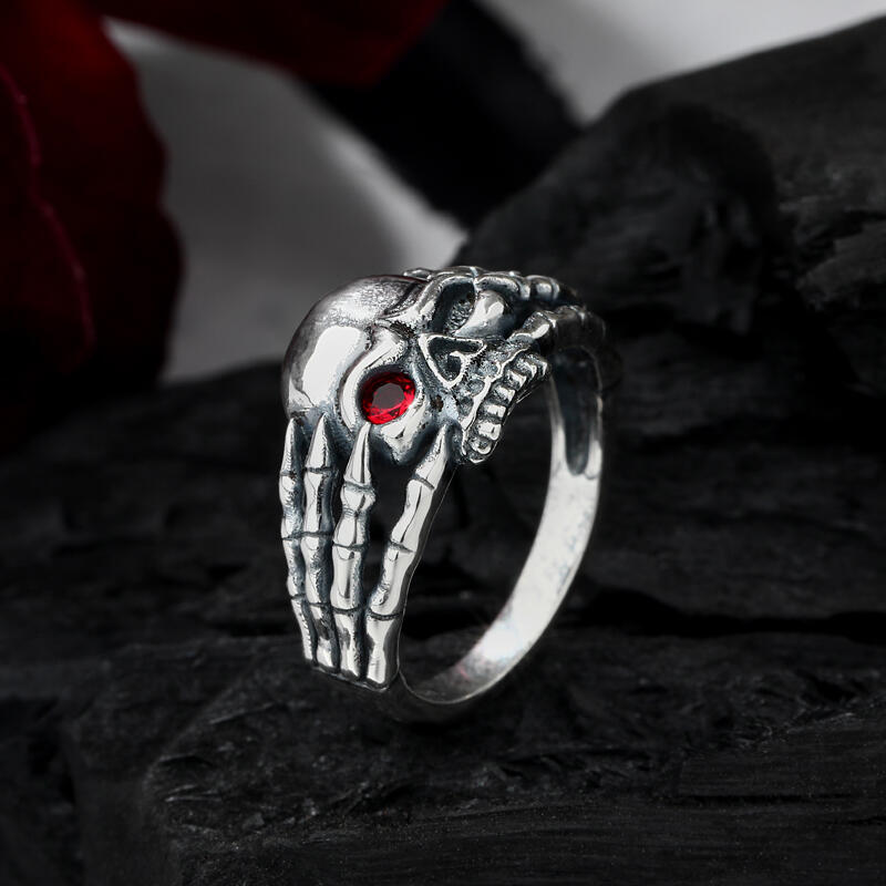 Jeulia "Oeil du démon" Bague Crâne Squelette Argent Sterling