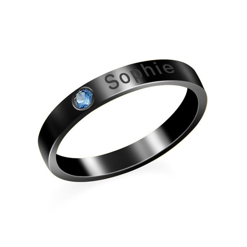 Bague pour Couple Prénom Personnalisé Pierre de Naissance