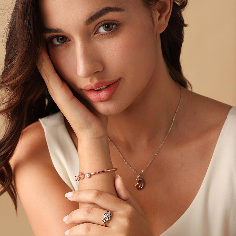 Jeulia Collana Con Pendente Piedi Mamma & Bimbo In Argento Sterling