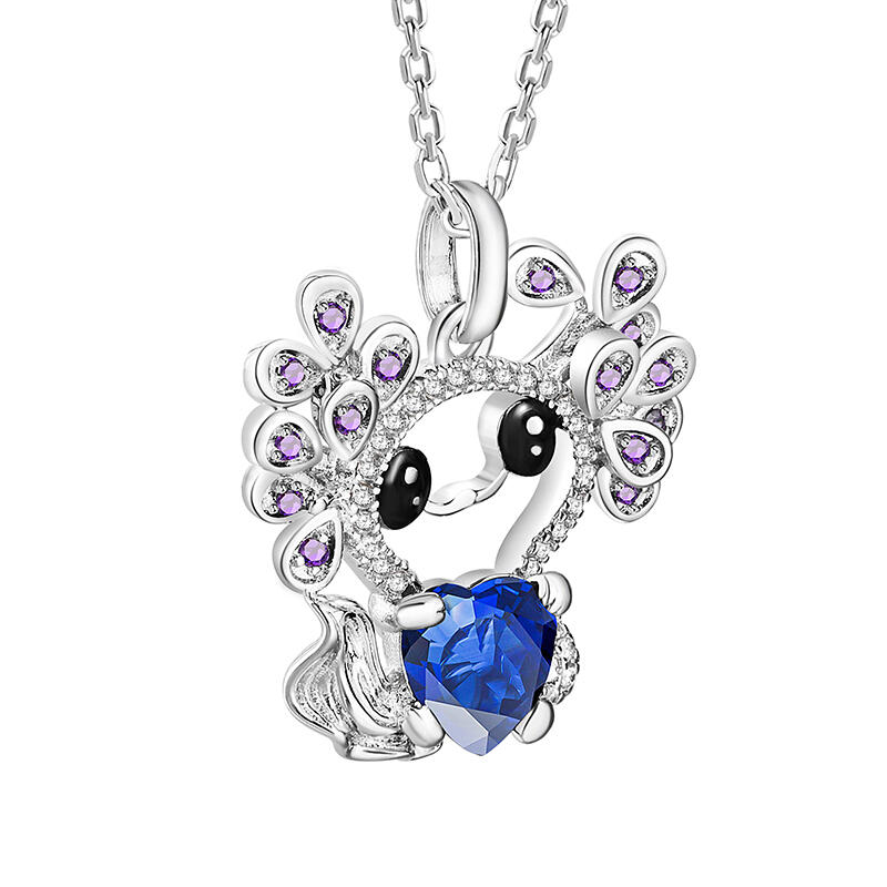 Jeulia Hug Me Collar de Piedra Natal de Axolotl Mexicano Hug Me en Plata Esterlina