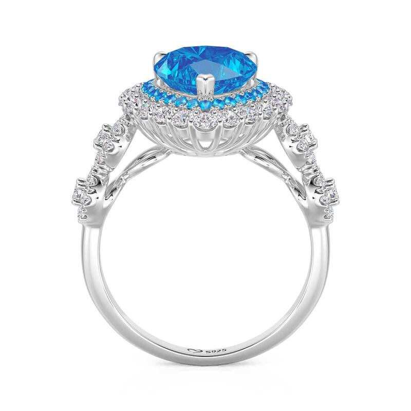 Jeulia Custom Double Halo Heart Infinity Promise Ring with Birthstone