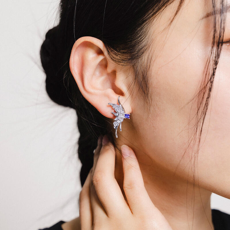 Jeulia Pendientes Mujer de Plata de Ley Forma de Mariposa Corte Princesa