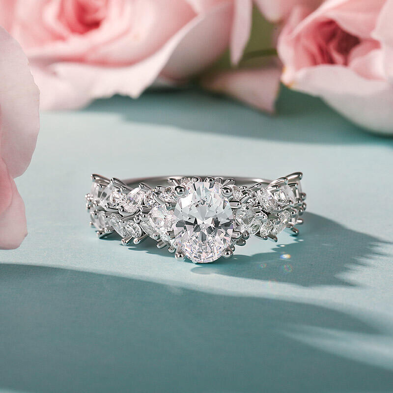 Jeulia Olivetta Oval Hidden Halo Engagement Ring