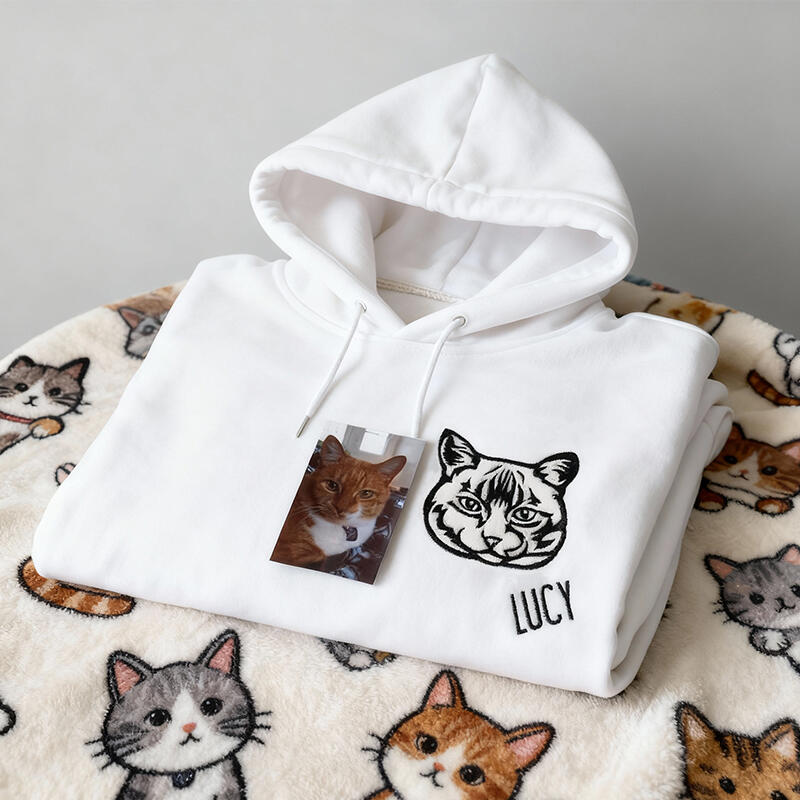 Sweat à capuche personnalisé avec photo brodée de la tête de votre animal cadeau parfait pour les amoureux des animaux