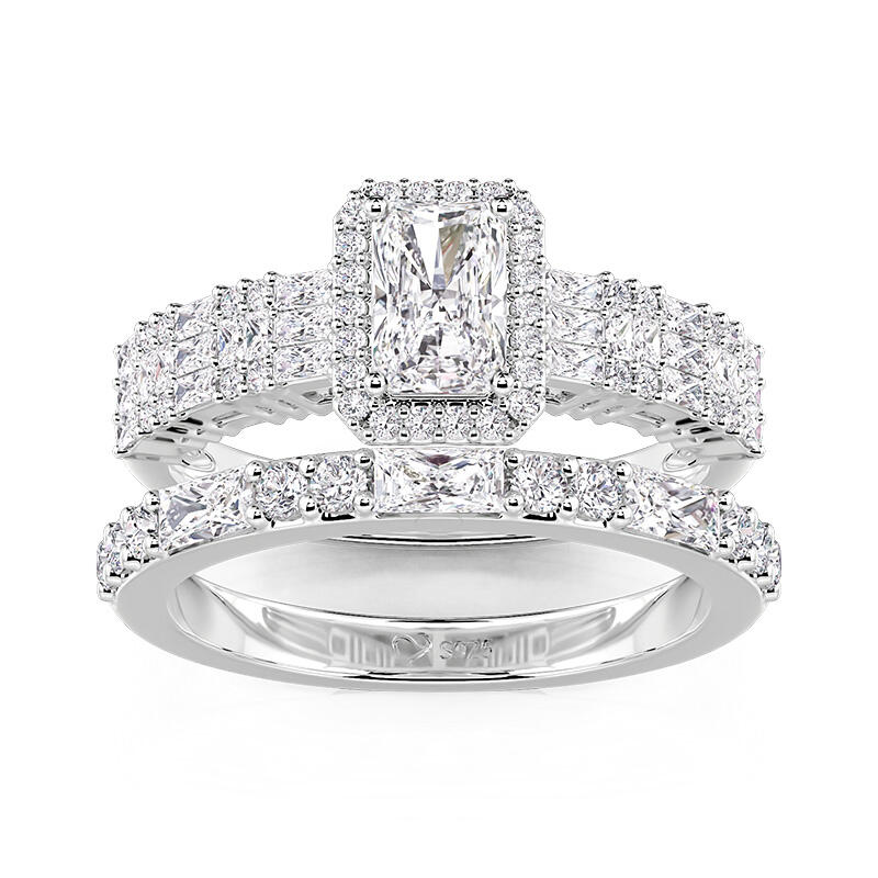 Jeulia Vintage Multi Row Radiant Cut Bridal Set 2PCS