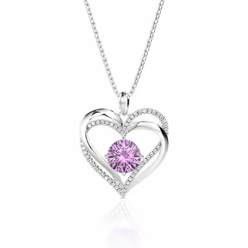 Jeulia "Eternal Love" Double Heart Custom Necklace With Birthstone