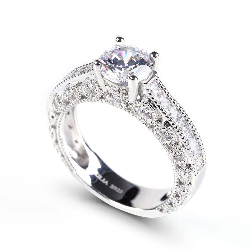 Jeulia Round Cut Sterling Silver Ring