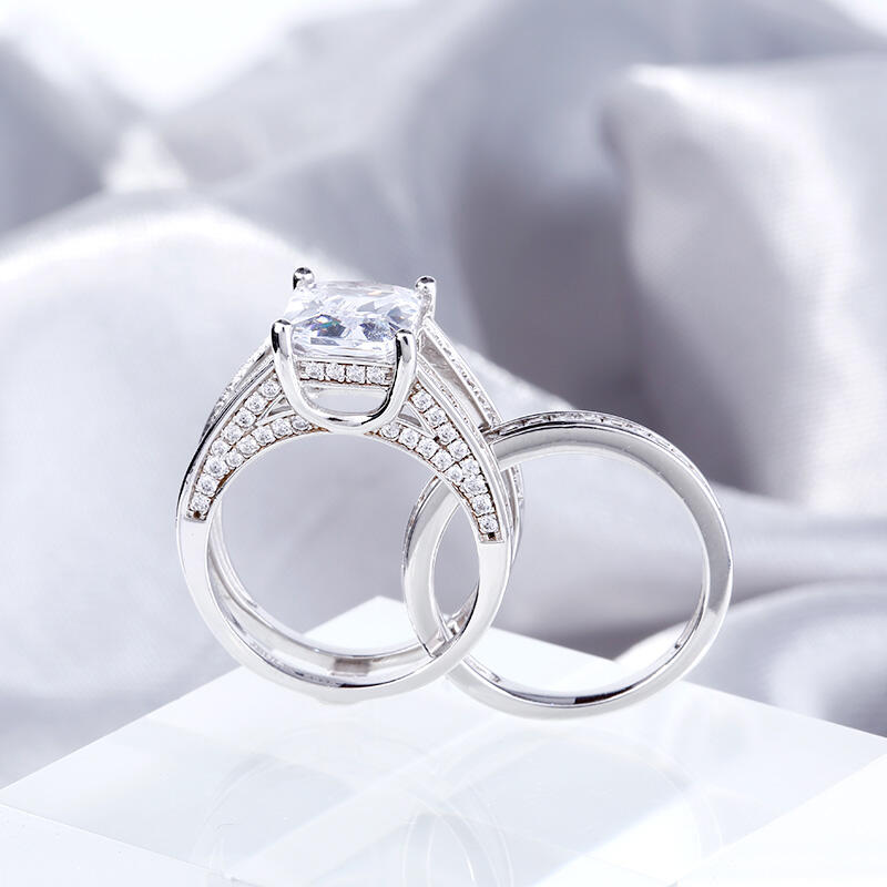 جوليا طقم خواتم بقطع مشع من الفضة الإسترليني ببسيط