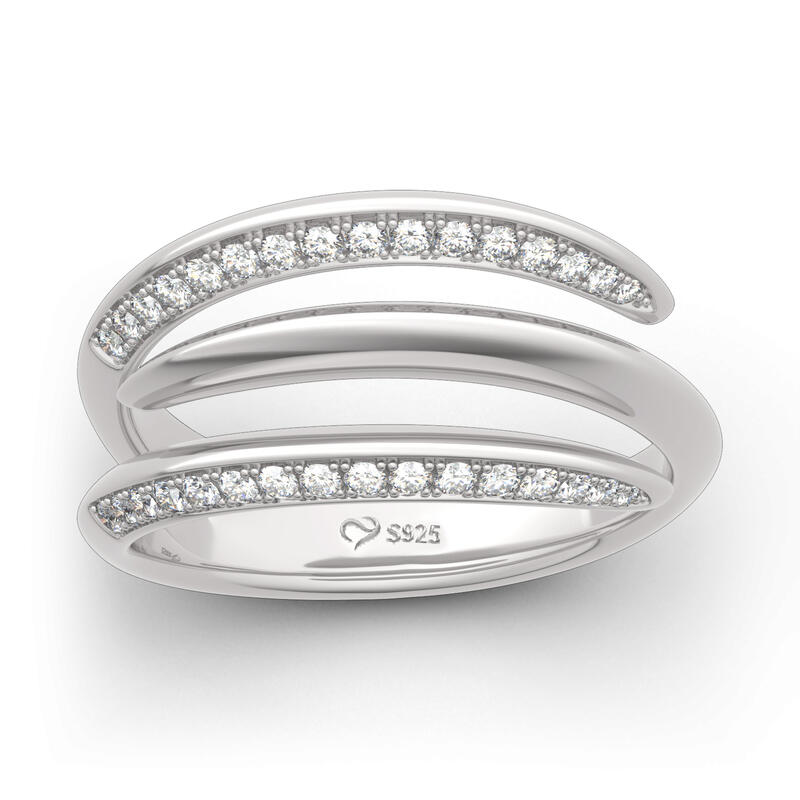 Jeulia Anillo de cóctel de plata esterlina con diseño de espiga