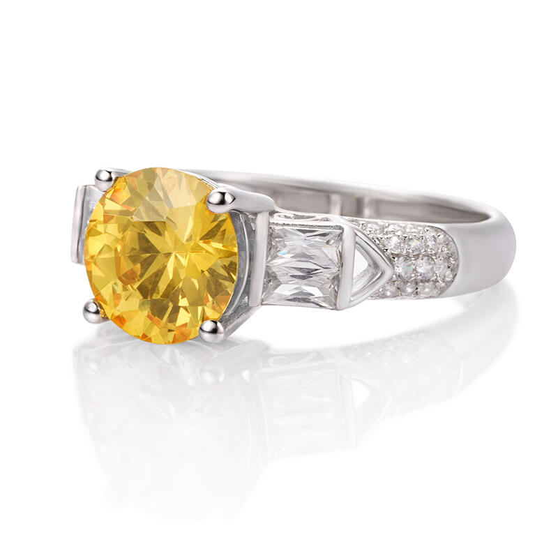 Jeulia Side Stones Round Cut Sterling Silver Ring