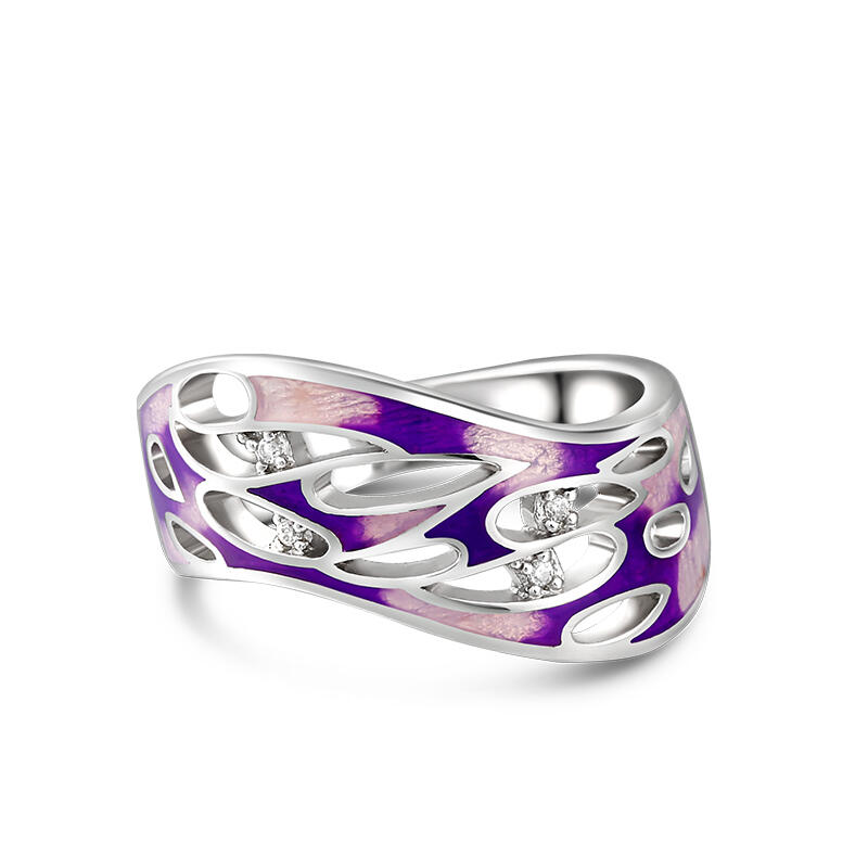 Jeulia "Ice Queen" Enamel Sterling Silver Women's Band