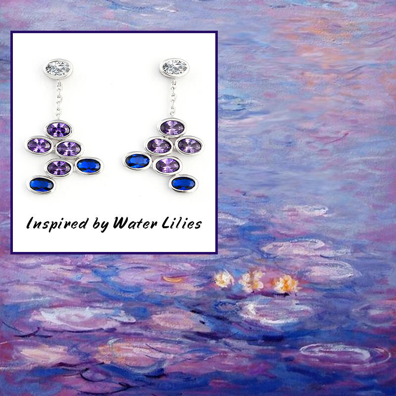 Jeulia Monet's Painting Inspired Sterling Silver Drop Earrings
