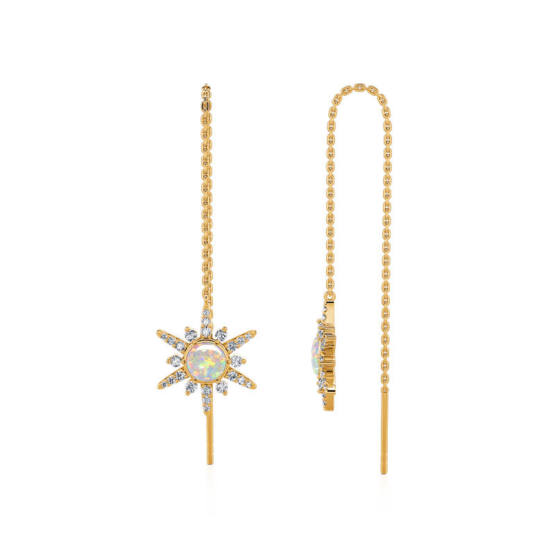 Jeulia "Natural Fire" North Star Opal Sterling Silver Threader Earrings