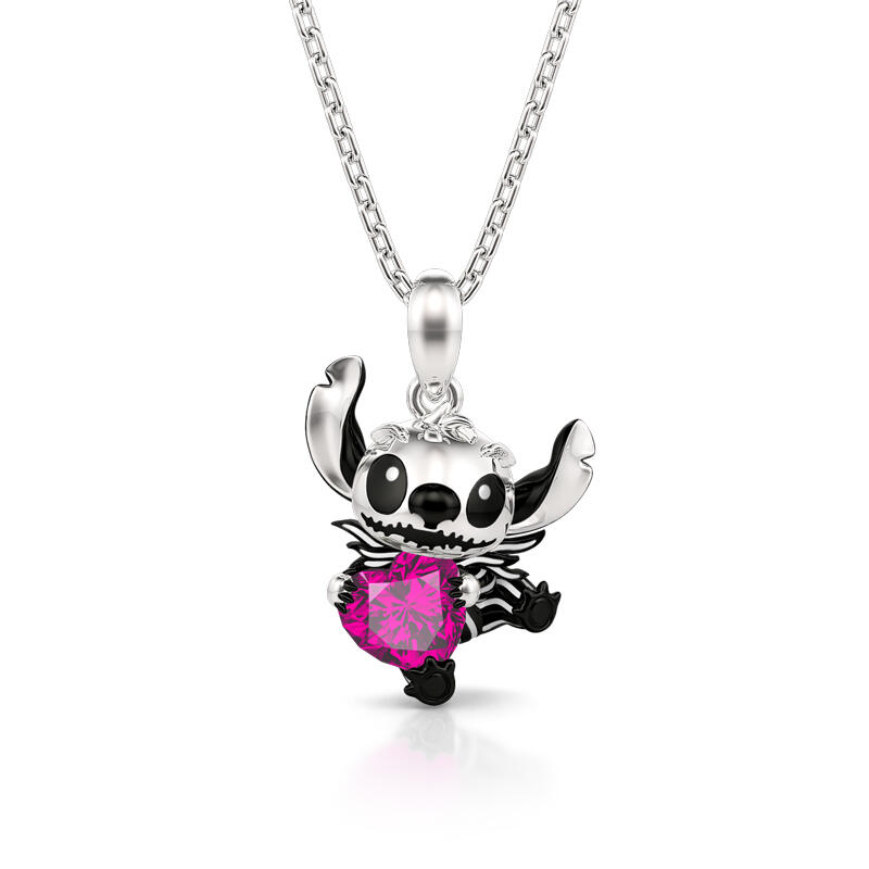 Jeulia Hug Me Collar Adorable Pequeño Monstruo de Plata de Ley con Corte Corazón