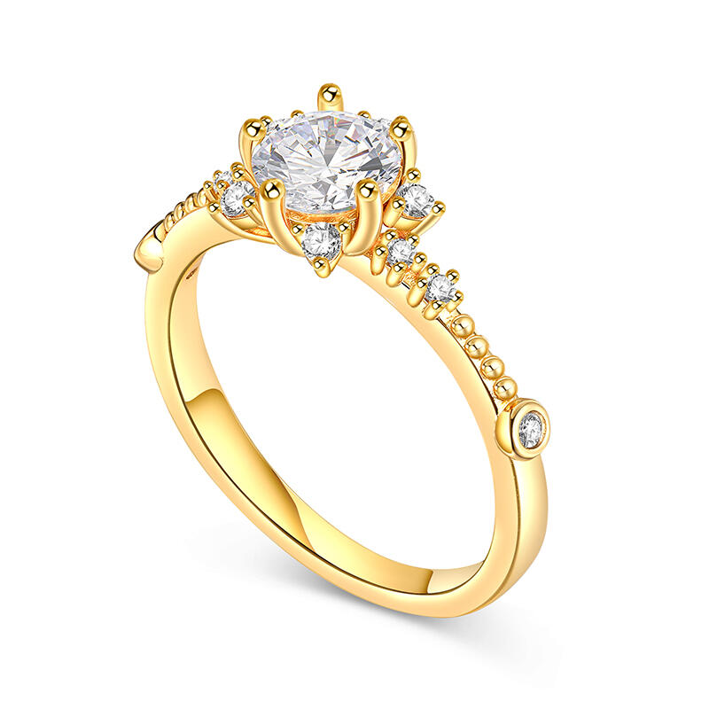 Jeulia Flower Ring Design Sterling Silver Round Cut