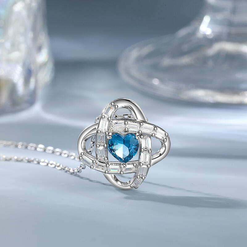 Jeulia Love Knot Custom Birthstone Necklace Sterling Silver