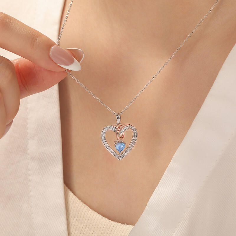 Jeulia Collier Personnalisé à Double Ton avec Cœur Infini et Coupe Cœur