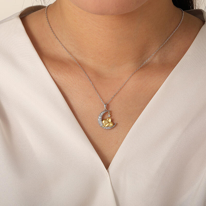 Jeulia Colgante Personalizado de Elefante Luna y Estrella con Piedra de Nacimiento