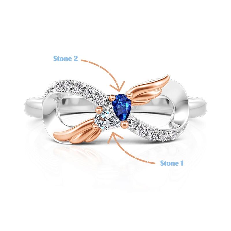 Jeulia Infinite Angle Wings Custom Two Birthstone Ring