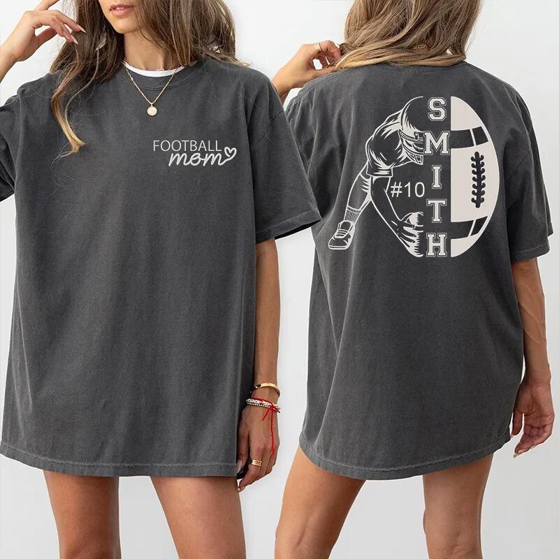 Personalized Washed T-shirt Custom Name Player Game Day Design Perfect Gift for Football Mom
