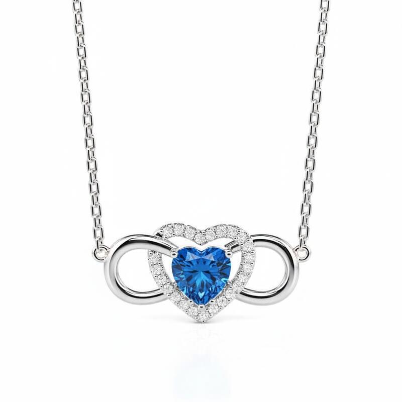 Jeulia Custom Infinity Heart Necklace with Birthstone