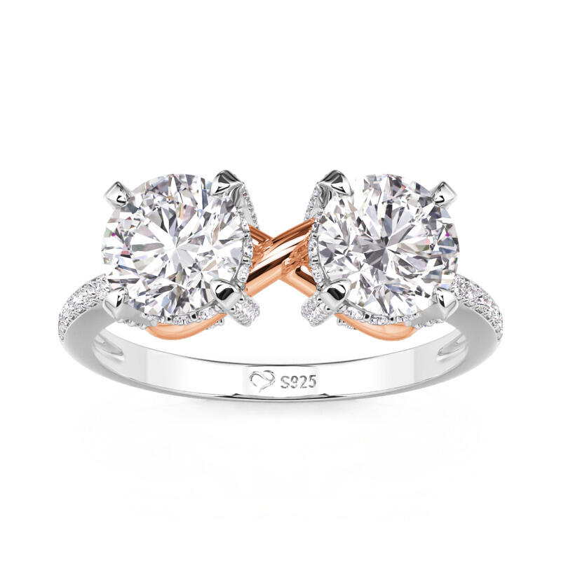 Jeulia Two Tone Two Stone Infinity Engagement Ring