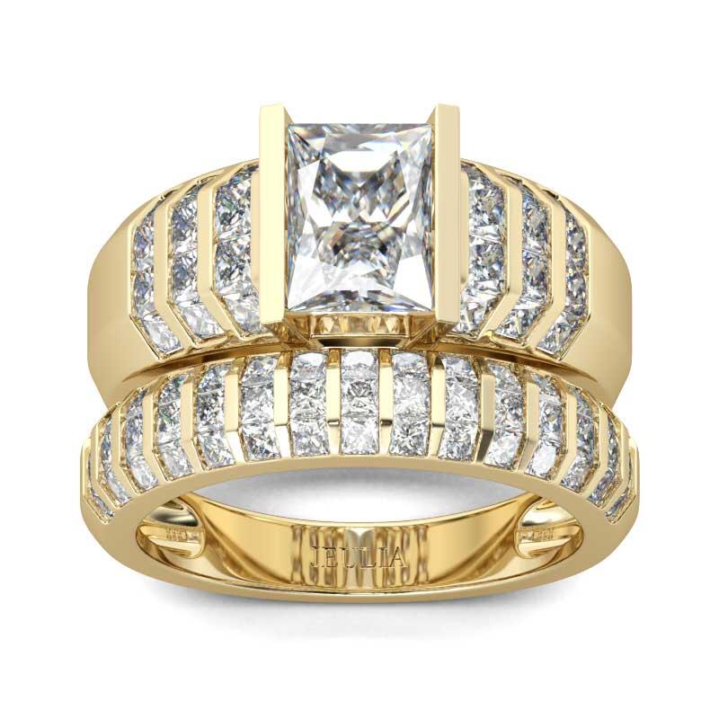 Jeulia Thick Radiant Cut Sterling Silver Ring Set