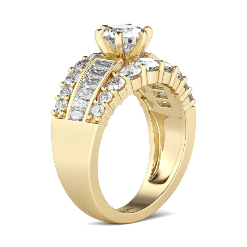 Jeulia Gold Tone Round Cut Sterling Silver Ring