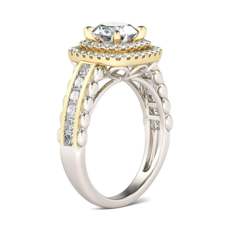Jeulia Double Halo Round Cut Sterling Silver Ring