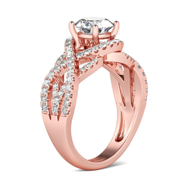 Jeulia Rose Gold Tone Round Cut Sterling Silver Ring