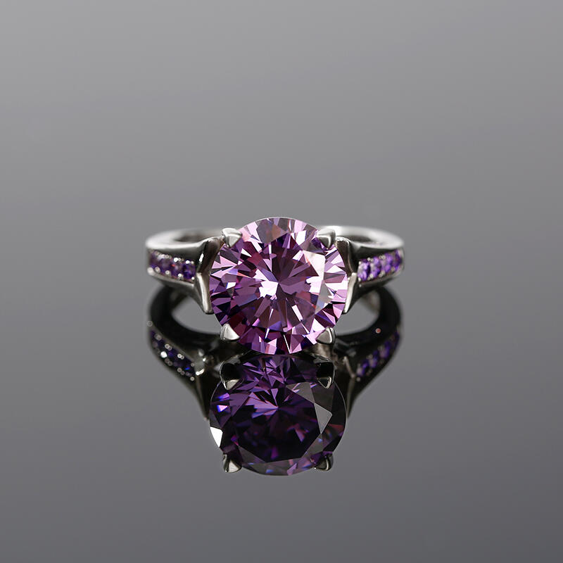 Jeulia Lilac Flower Round Cut Sterling Silver Ring