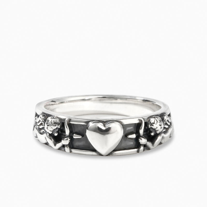Jeulia "Cupid's Arrow" Heart Sterling Silver Ring