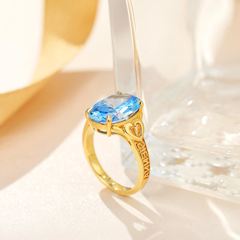 Jeulia Anello Personalizzato con Nome e Cuore in Argento Sterling