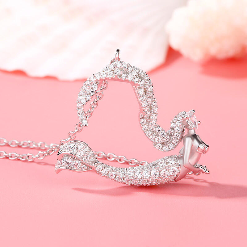 Jeulia "Ocean's Light" Sterling Silver Mermaid Gift Necklace for Valentine's Day