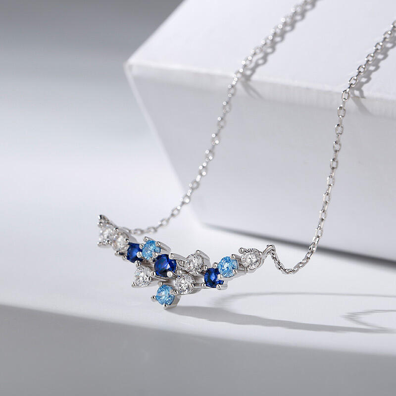 Jeulia "Luz del cielo estrellado" Collar de plata de ley de talla redonda multicolor