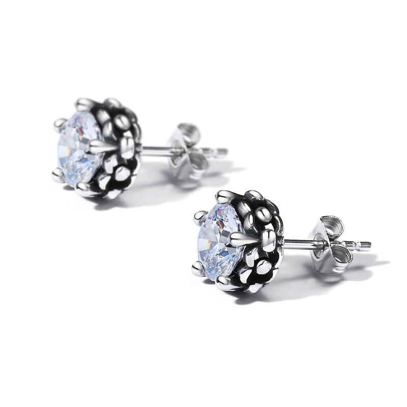 Jeulia Punk Style Vintage Stainless Steel Men's Earrings