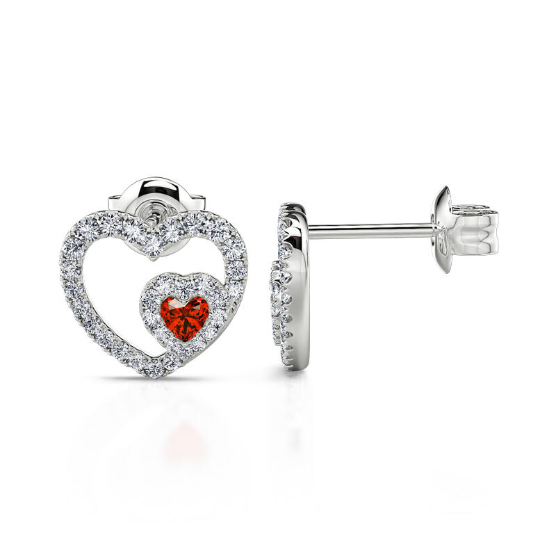Jeulia "Brilliance Love" Heart Cut Sterling Silver Stud Earrings