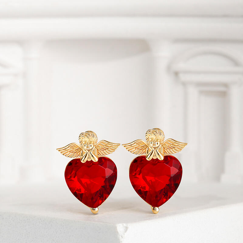 Jeulia "The God of Love" Cupid Heart Cut Sterling Silver Stud Earrings