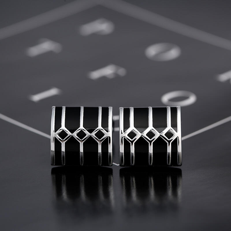 Jeulia Abotoaduras masculinas de cobre em formato geométrico