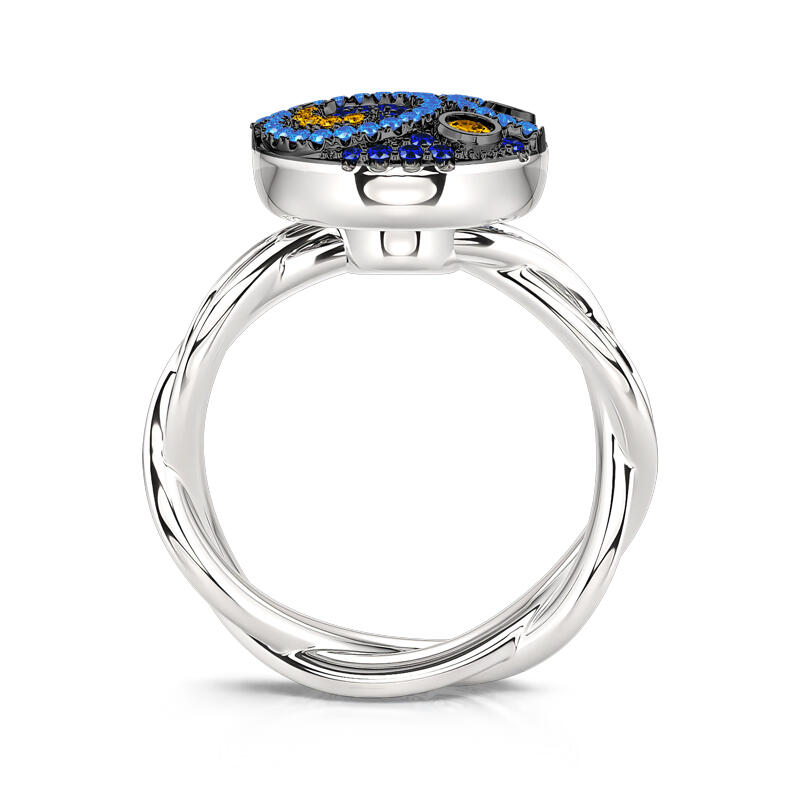Jeulia "Pure Night" The Starry Night Inspired Sterling Silver Rotating Soothe Ring