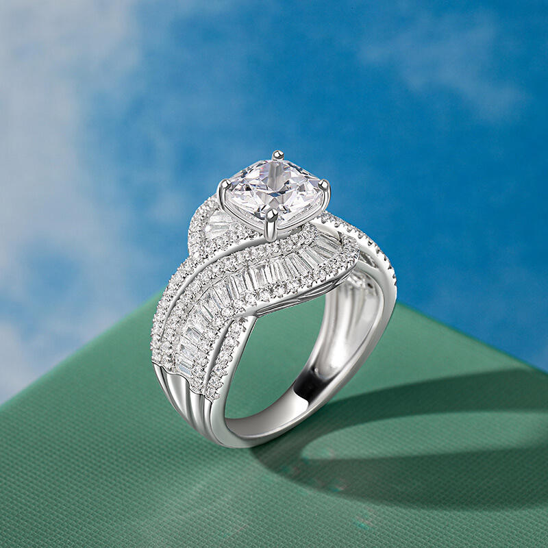 Jeulia Vintage Cushion Cut Sterling Silver Ring