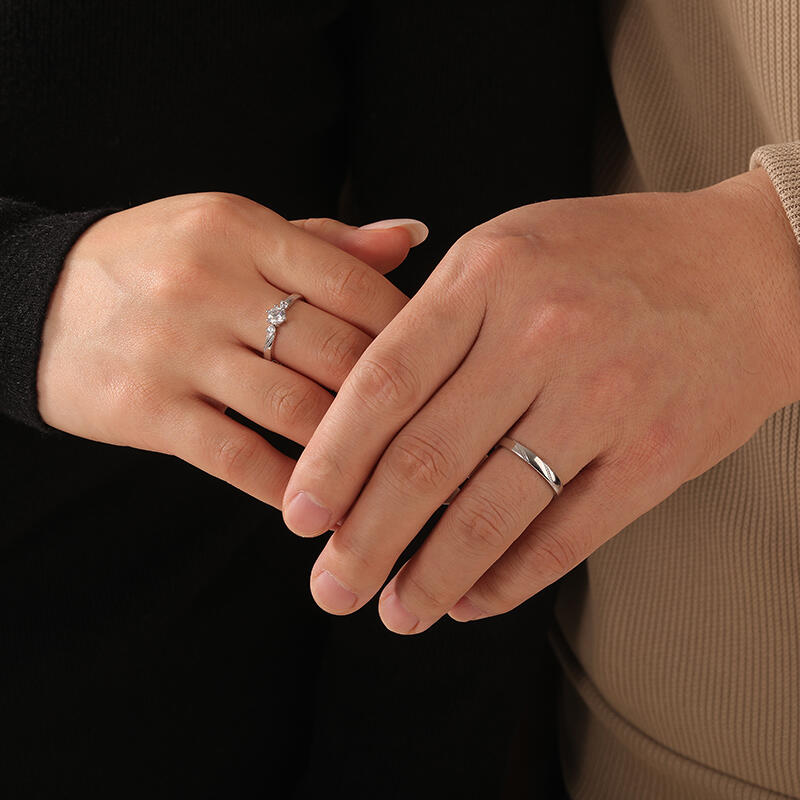 Jeulia Anillo de Promesa Simple con Tres Piedras Redondas y Milgrain en Plata de Ley