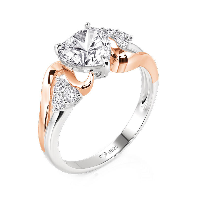 Jeulia Amore Two Tone Heart Bypass Engagement Ring